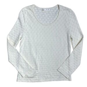 LoveShackFancy Ivory Stretch Knit Long Sleeve Top Womens S